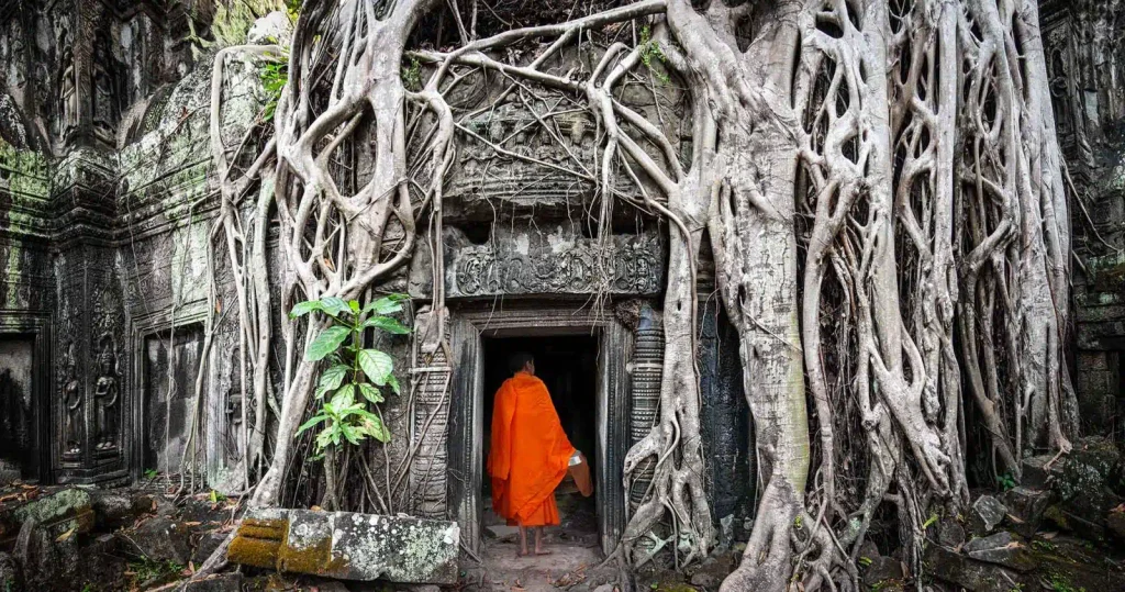 Moine dans le Temple de Ta Prohm