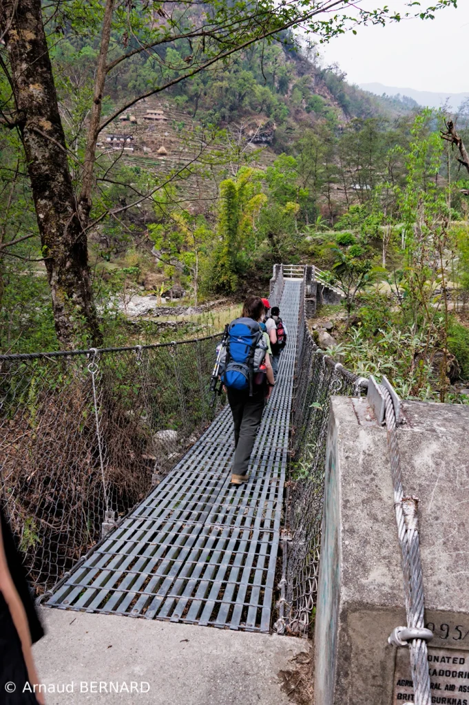 Traversée d'un pont suspendu
